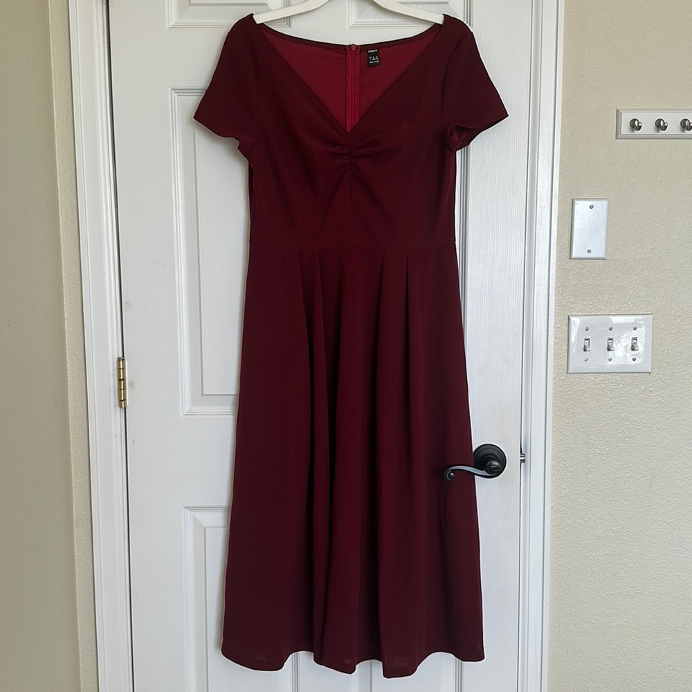 SHEIN dark red dress